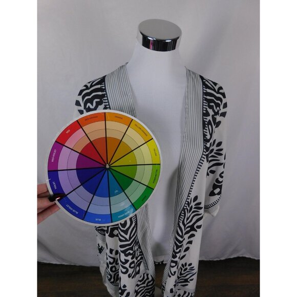 Black White Boho Tribal Kimono Tassel Pompom OS - Picture 11 of 11